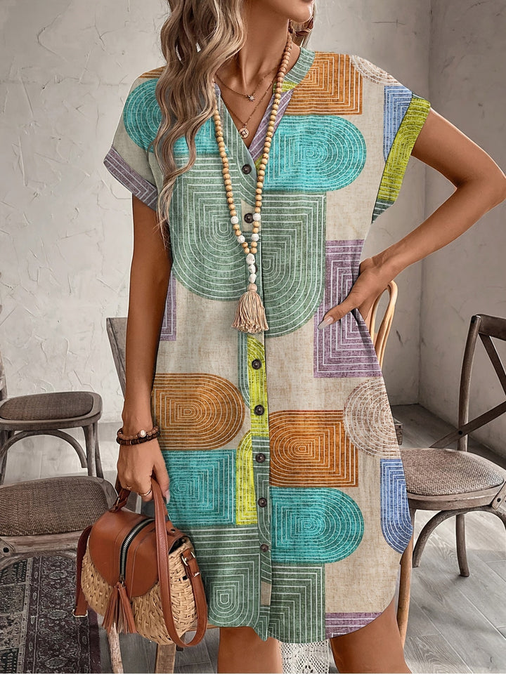Juniper | Geometric Print V-Neck Dress