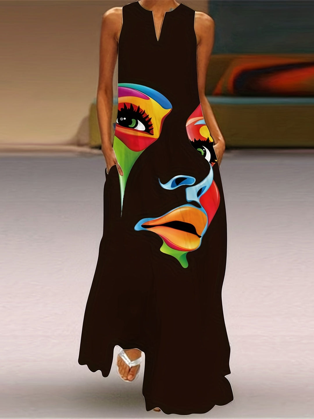 Magnolia | Abstract Face Maxi Dress