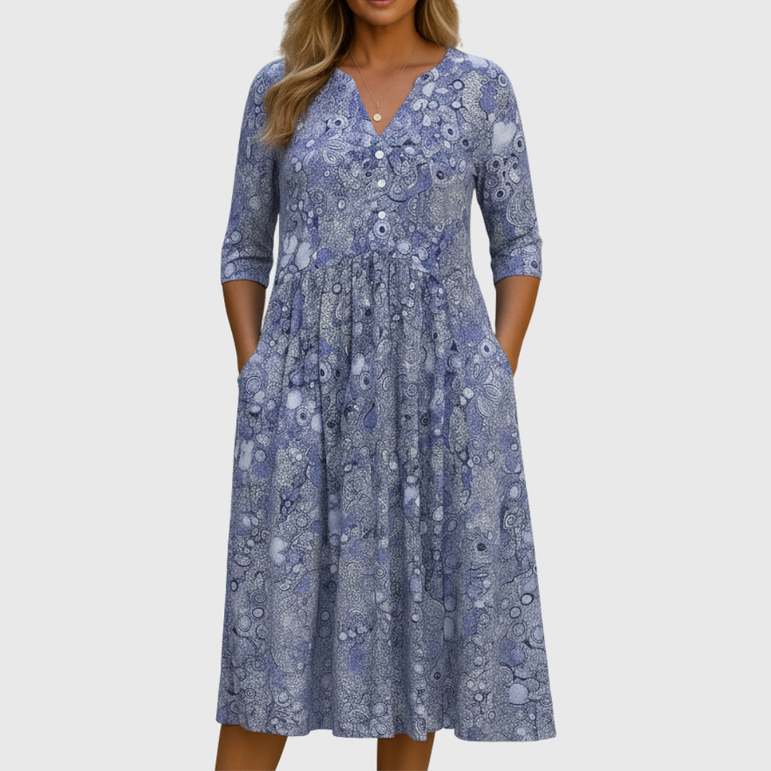 Harlow | Graceful V-Neck Elegance Midi Dress