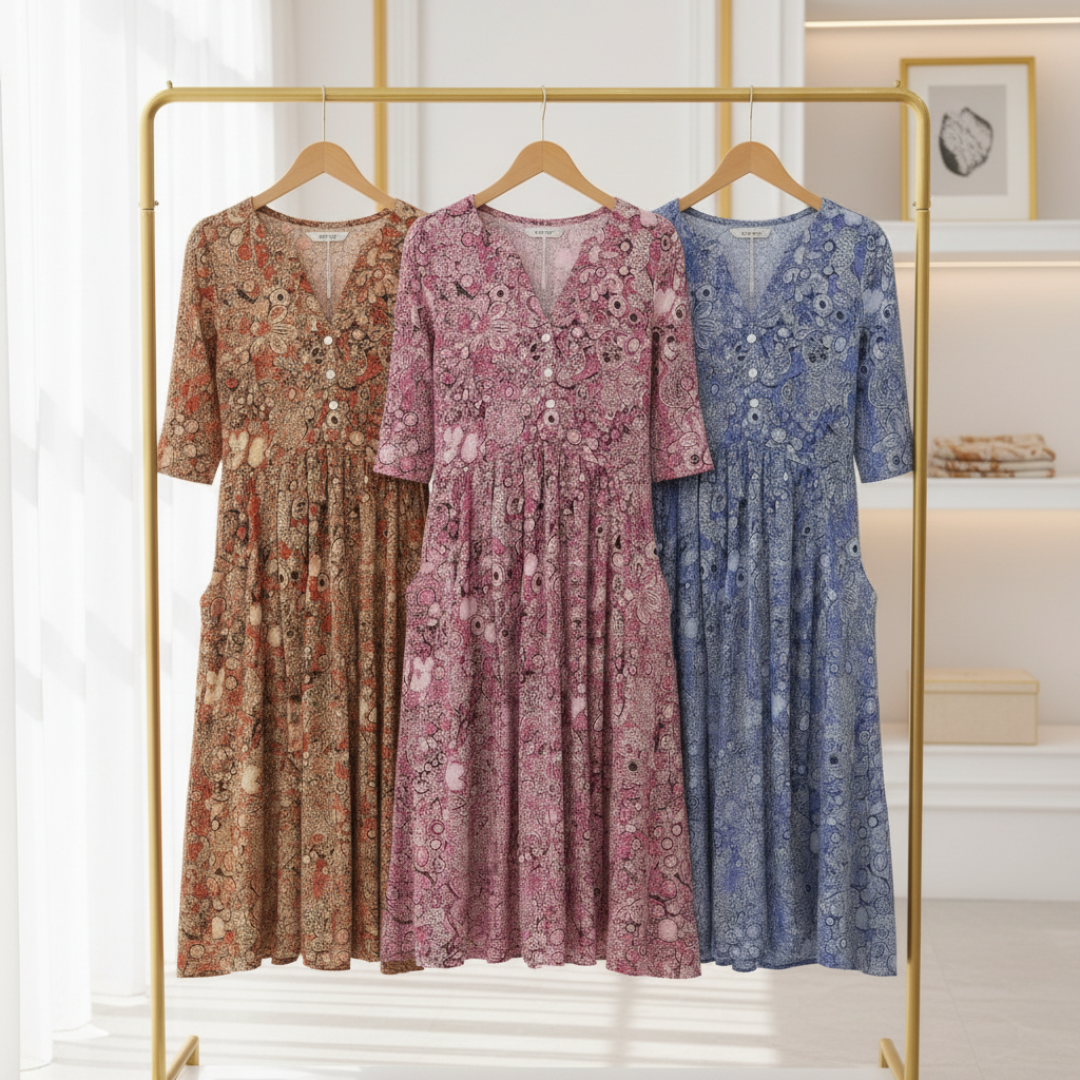 Harlow | Graceful V-Neck Elegance Midi Dress