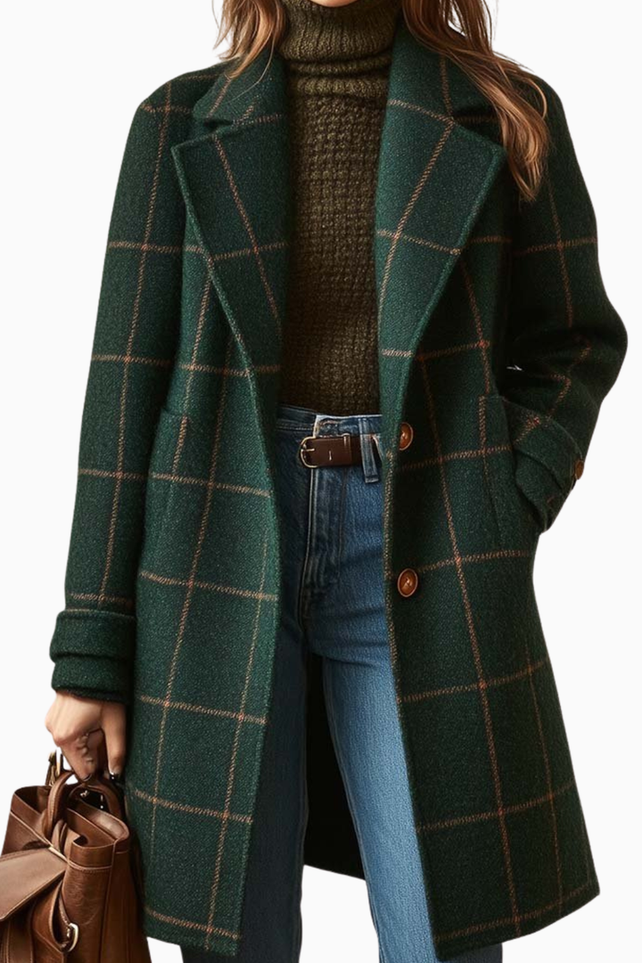 Stella | Retro Plaid Tweed Coat