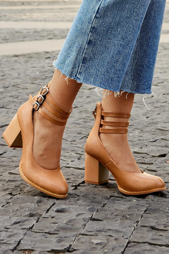 Ariana | Triple Buckle Heels