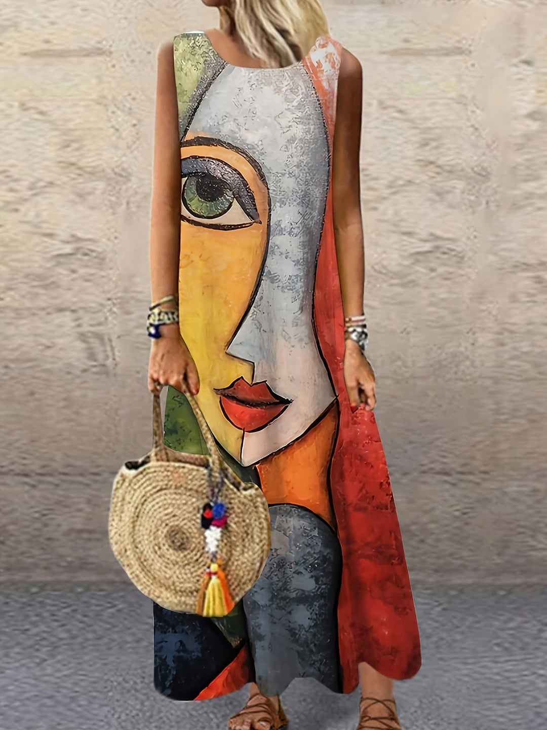 Lainey | Abstract Face Long Dress