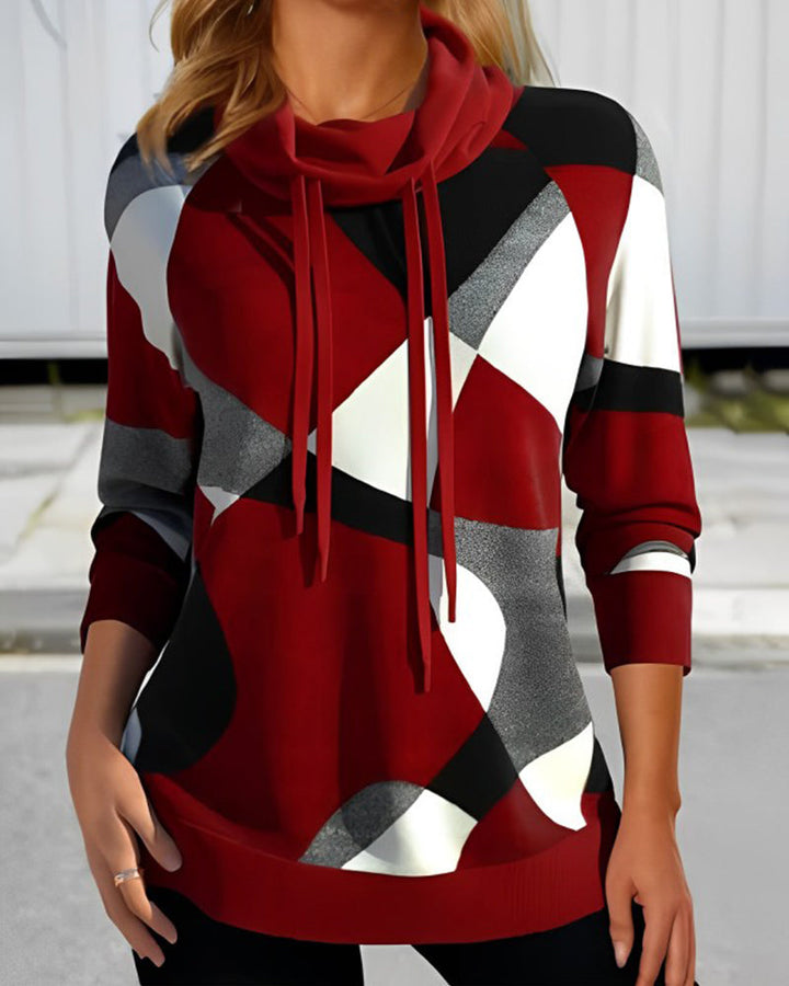 Kiana | Chic Geometric Print Sweater with Shawl Collar