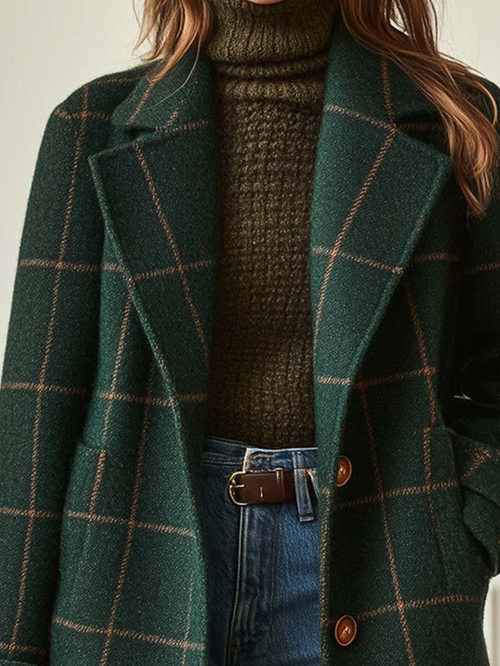 Stella | Retro Plaid Tweed Coat