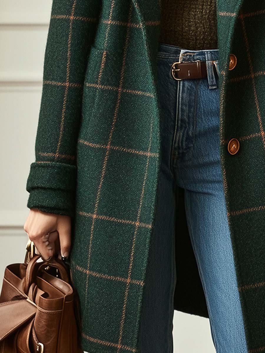 Stella | Retro Plaid Tweed Coat